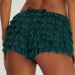 Green Ruffle rumba booty shorts rave doll bottoms bow bloomers sexy micro short
